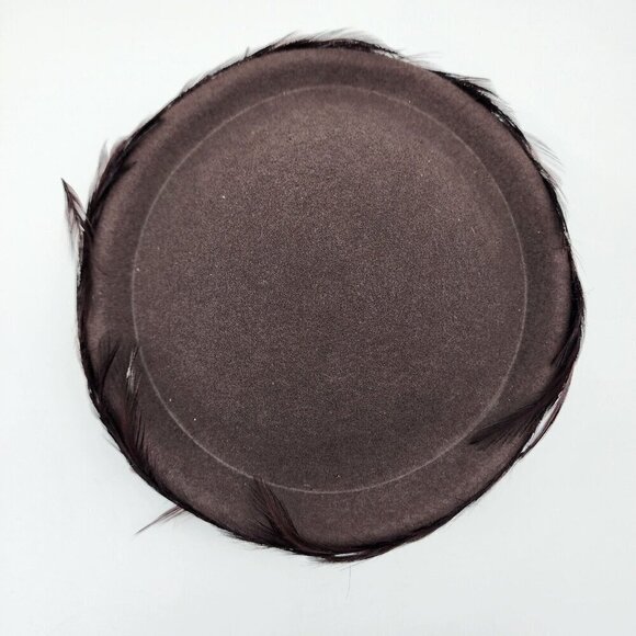 Vintage Feathered Wool Cloche Hat Womens Brown Bucket USA Flapper Paris - Picture 3 of 8